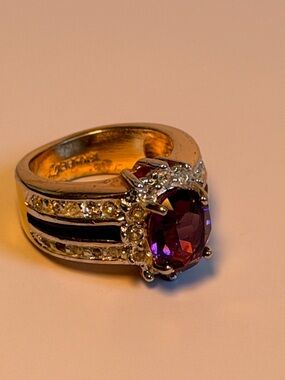 Sterling Silver Purple Gemstone Cocktail Ring